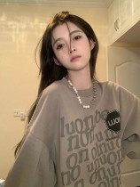 Grey Sweater Women 2021 New Spring Autumn Slim loose bf Lazy Breeze Small Crowd Early Autumn Blouse Women Boomers