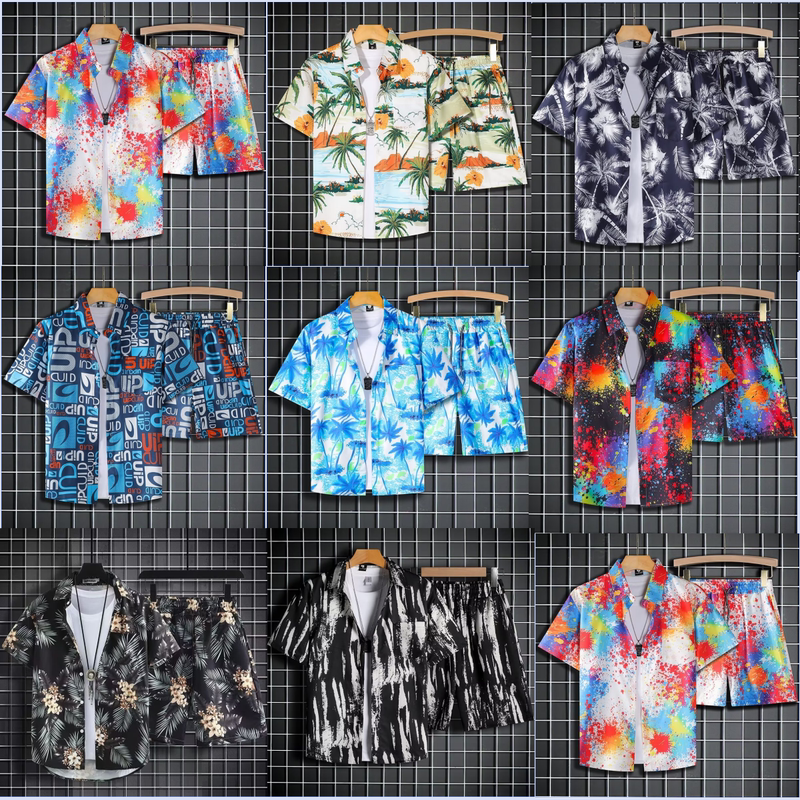 Fat Man's Short-Sleeved Floral Shirt, Hainan Island Clothing, Beach Clothing, Sanya Summer Style, Thai Travel, Male Couple's Large Size Jacket Fat Man's Short-Sleeved Floral Shirt, Hainan Island Clothing, Beach Clothing, Sanya Summer Style, Thai Travel, Male Couple's Large Size Jacket