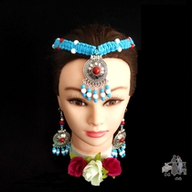 2020 New Tibetan ethnic Mongolian female style handmade knitted headwear earrings suit ethnic wind ornaments