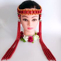 New fashion Mongolia ethnic minority female style wedding dress with head decorated with long stream Su ethnic wind hair accessories