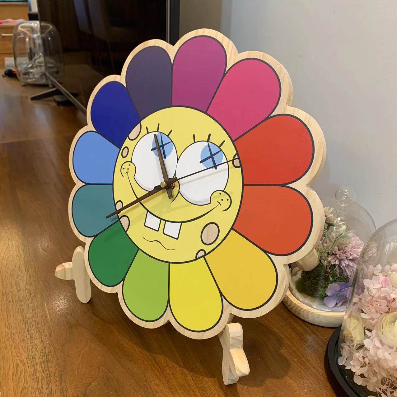mr nine modern art hanging bell sun flowers adorable colorful fresh and decorated home fashion clock clock-Taobao