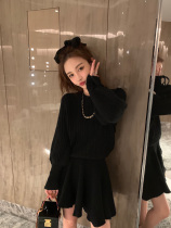 Mrs Qian net red knitted suit womens 2019 new loose pullover sweater high waist a word skirt two-piece set