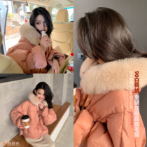 Mrs. Qian white duck down jacket female autumn and winter 2019 new hair collar short fashion loose slim coat