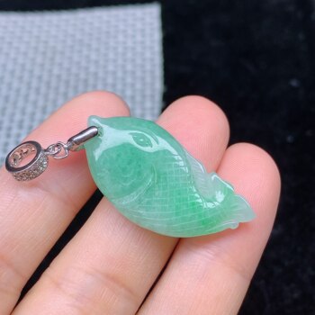 Jade grade a natural burmese jade fish pendant every year
