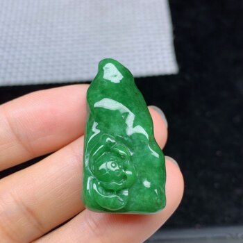 Jade a grade natural burmese jade lotus pendant 343