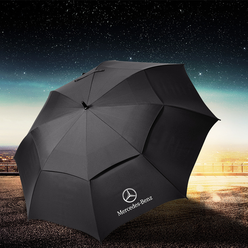 Mercedes-Benz Special Extra-Large 3-Person Umbrella, Windproof Double-Layer Men's Business Golf Reinforced Long-Handle Gift Advertising Umbrella