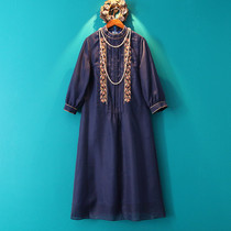 Xiaoshan home spring new Chinese style womens vintage embroidered dress modified long mother dress