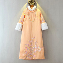 Small good home Chinese cotton cheongsam dress autumn and winter thickened Chinese style young girl cheongsam dress cotton jacket