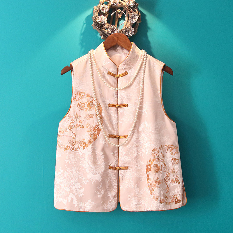 Xiao Xiao Xiao House retro Chinese wind women's clothing 2021 new Chinese disc embroidery flaggown vest