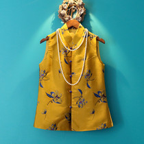 Xiaoshan original autumn retro Chinese style female Chinese vest modified cheongsam clip straight jacquard cheongsam vest
