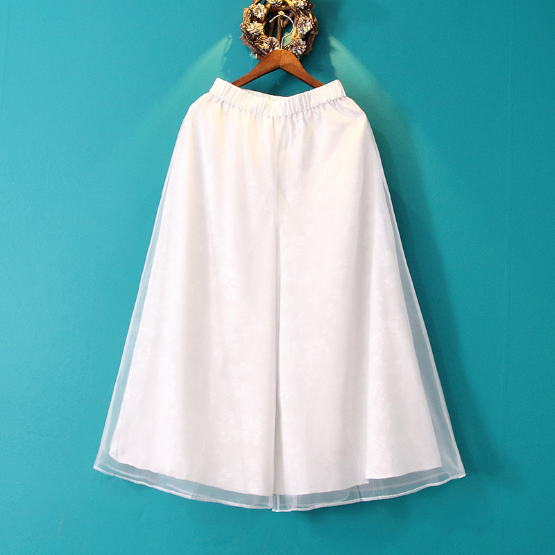 Small Good House Original China Wind Women Dress 2022 Spring New Soft Yarn White Loose Broadlegged Pants Skirt Pants