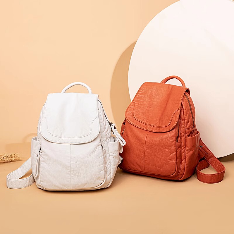Hong Kong Brand Genuine Leather Backpack for Women, New Fashion Versatile Soft Leather Travel Small Backpack, Korean Style Casual Backpack for Women