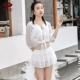 Jinhong Áo tắm của phụ nữ Thời trang ba mảnh Trắng Fairy Fan Gangto Ngực nhỏ Thu thập Sexy Váy xẻ tà Bikini - Bộ đồ bơi hai mảnh