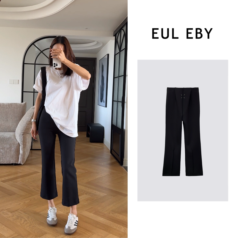 Eul Eby New Elastic Summer Casual Pants Black Dress Pants Commuter Pants Women's Cropped Pants Eight-Point Pants