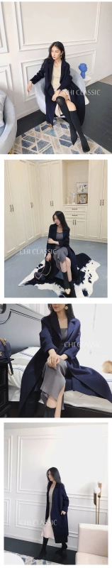 Áo khoác handmade hai mặt 2018 mùa đông mới cao cấp tự trồng áo khoác cashmere màu xanh Tây Tạng nữ trên phần đầu gối dài áo phao nữ 2021