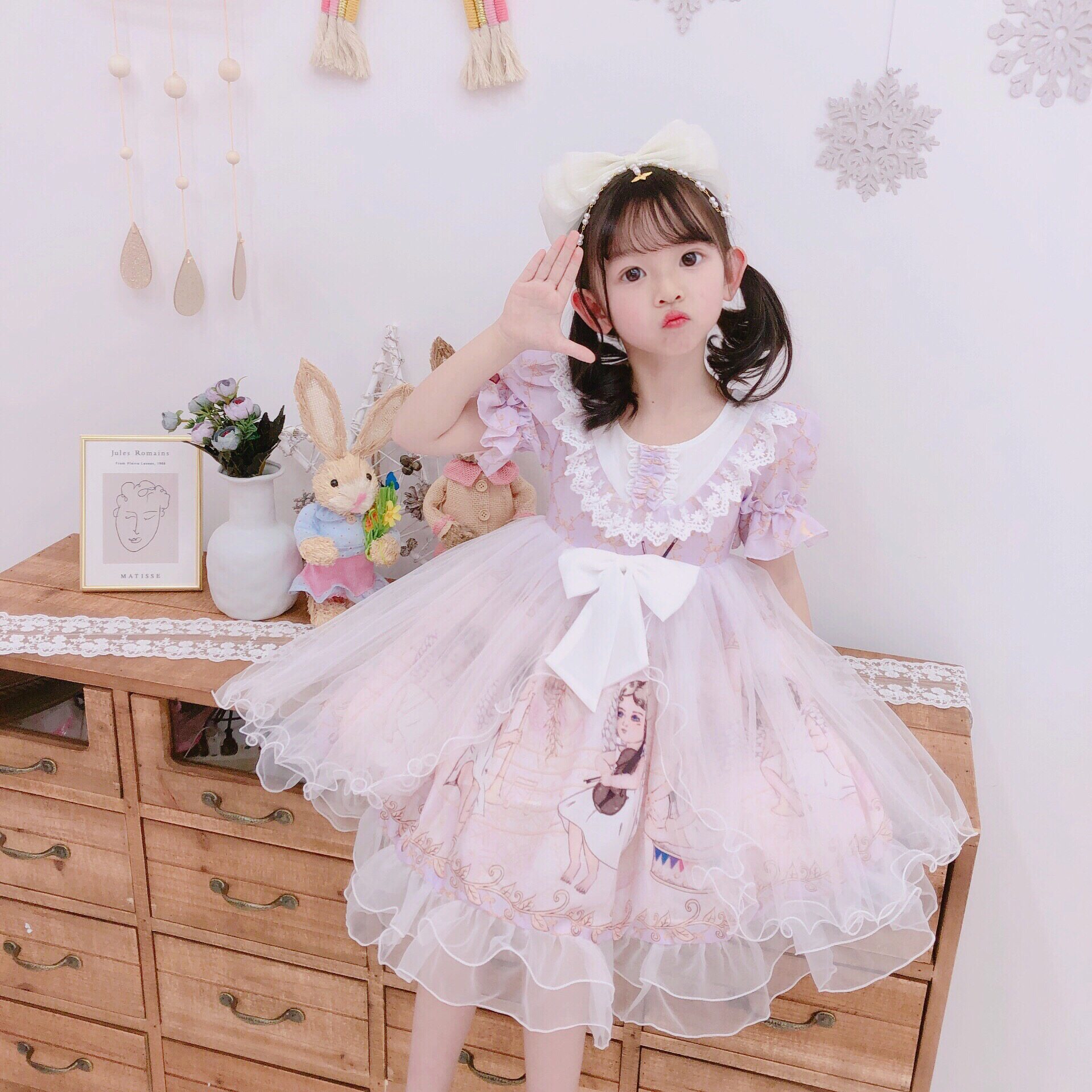 Girls Dress Spain Lolita Short Sleeve Children's Wear Spring Summer Lolita Lolita Dress Children Princess Dress