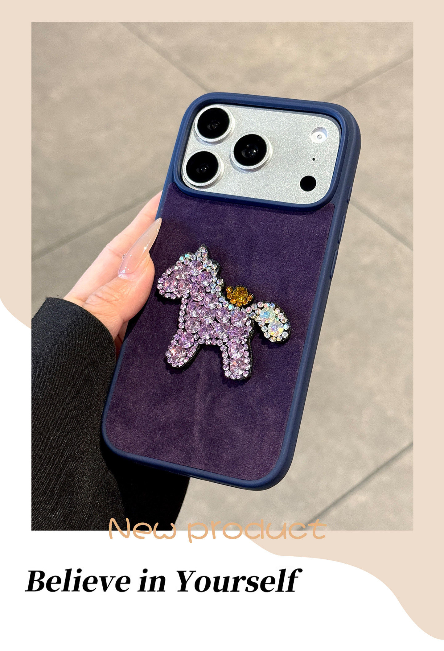 Purple Plush Diamond-encrusted Phone Case For Iphone 17 Max_voghion.com