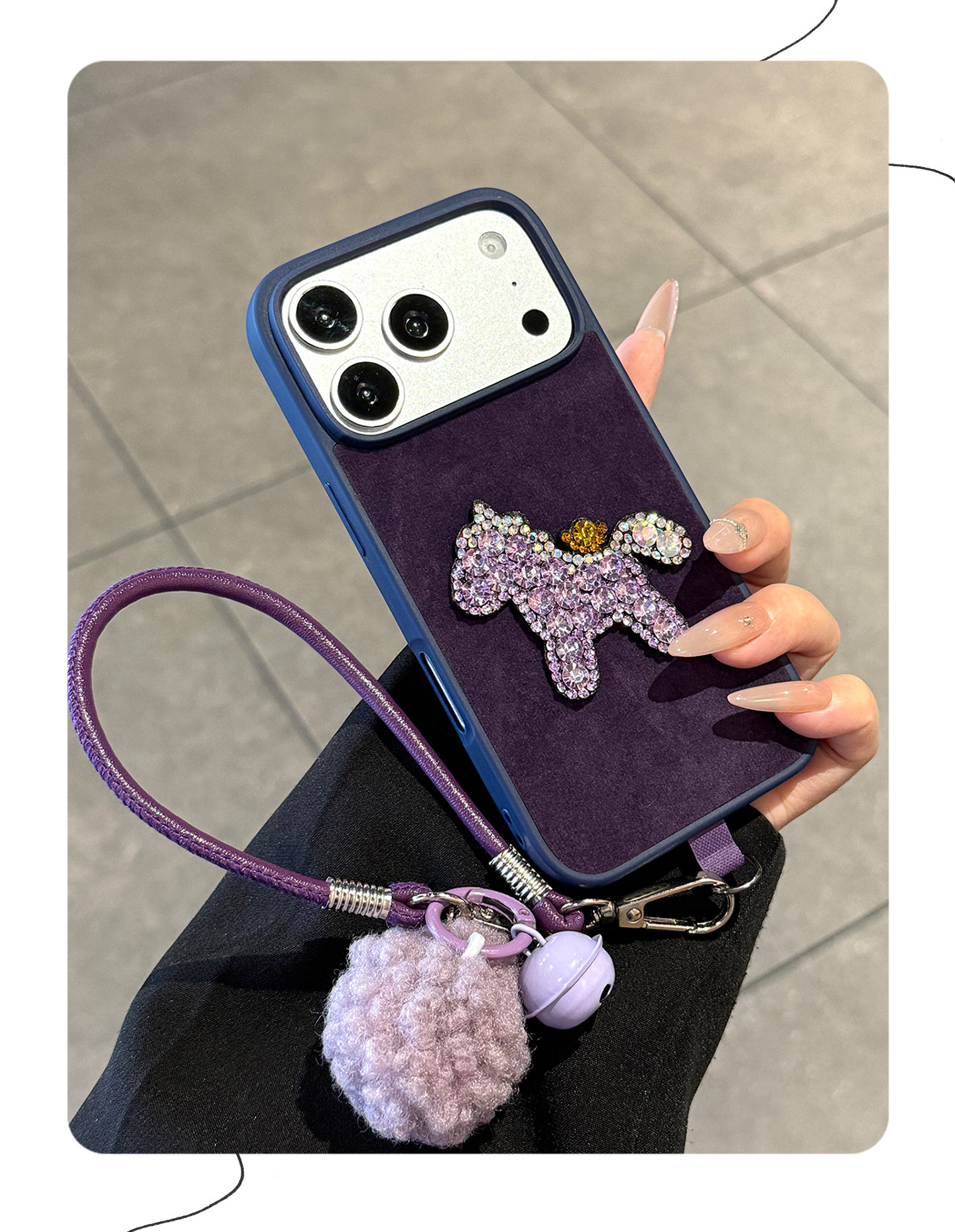 Purple Plush Diamond-encrusted Phone Case For Iphone 17 Max_voghion.com