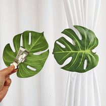 No punching curtain buckle clip gauze curtain gathering drawstring creative simulated leaf curtain strap monstera decoration