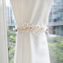 Light luxury style pearl curtain straps alloy lace rope home soft decoration storage rope bedroom living room curtain buckle