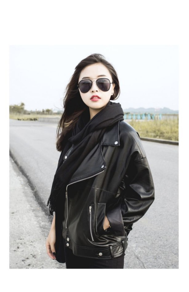 Áo khoác nữ bằng da Ulzzang lỏng sang trọng đầu máy PU ngắn phong cách Harajuku 2018 mùa đông mới cộng với nhung dày áo da dê