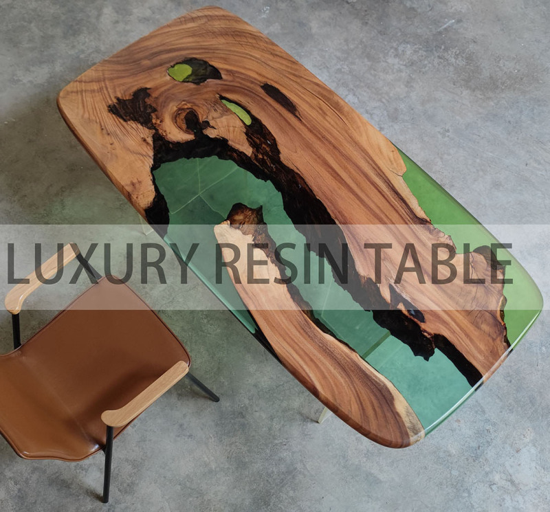 Epoxy Resin Tea Table Solid Wood Creative Ocean River Table Furniture Coffee Table Tea Table Dining Table Table Office Desk