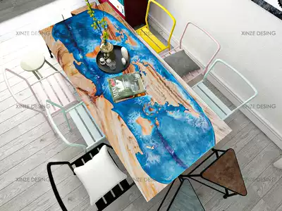 Simple black walnut wood resin river table personality creative Net Red office leisure resin map table xz