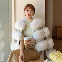 New whole leather fox fur coat womens short fashion double-sided nimbed Diamond celebrity wind fur one coat