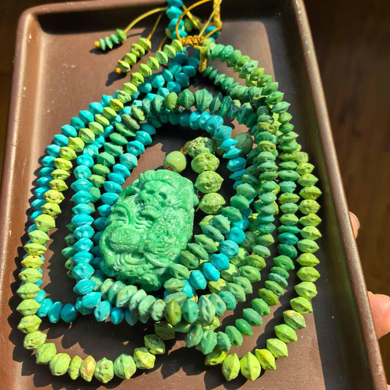 New Hot-Selling Turquoise Rapeseed Yellow-Green Passion Fruit Necklace Bracelet with 18K Gold Inlaid Pendant  