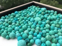 A new product of the Huan family is hot selling raw ore high porcelain turquoise boutique flawless jelly material carving back pattern bead multi-treasure accessories