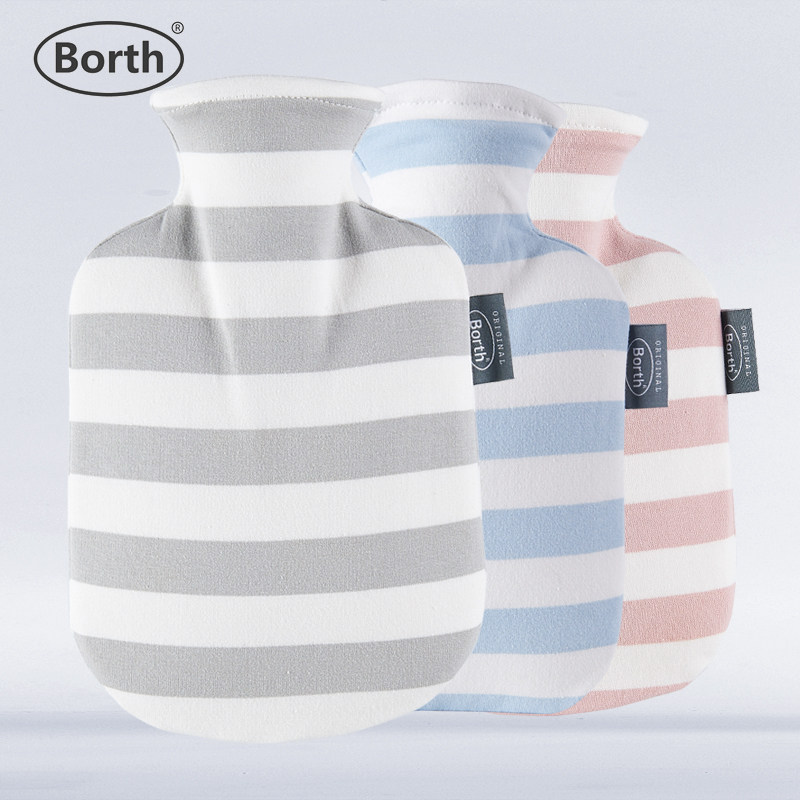 Postel small number striped Nordic wind water injection hot water bag Safe explosion proof cotton cloth jacket warm water bag PVC pouring water