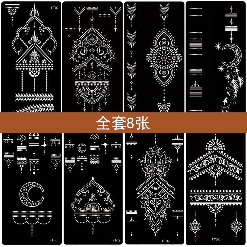Henna Tattoo Stencils from India, Hand Painting Hollow Templates, ins Popular Self-Adhesive Stickers Henna Tattoo Stencils from India, Hand Painting Hollow Templates, ins Popular Self-Adhesive Stickers