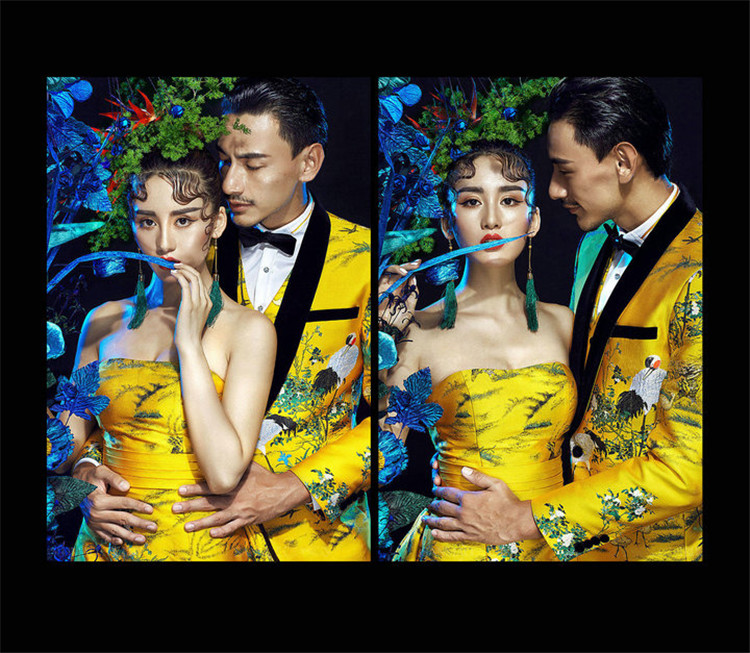Bộ đồ vest, váy, mỏng, bộ đồ nhỏ, in ấn đẹp trai trẻ Hàn Quốc, phong cách Trung Quốc, biểu diễn quần áo thể thao nam