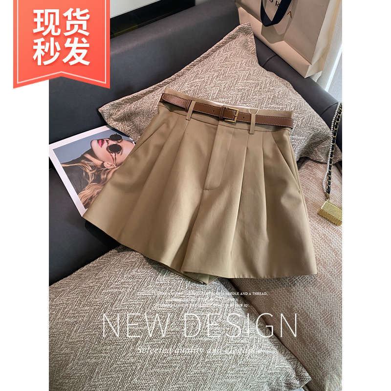 Workwear Style Khaki Pants for Women, Summer 2026 New Model, Slimming, Versatile, Unique Temperament, High-Waisted A-Line Wide-Leg Shorts Workwear Style Khaki Pants for Women, Summer 2026 New Model, Slimming, Versatile, Unique Temperament, High-Waisted A-Line Wide-Leg Shorts