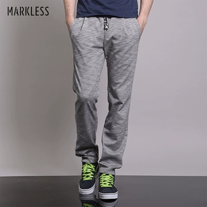Markless mùa hè bó sát nam quần chùm giản dị của nam giới thẳng quần áo len chân lỏng lẻo quần Slim