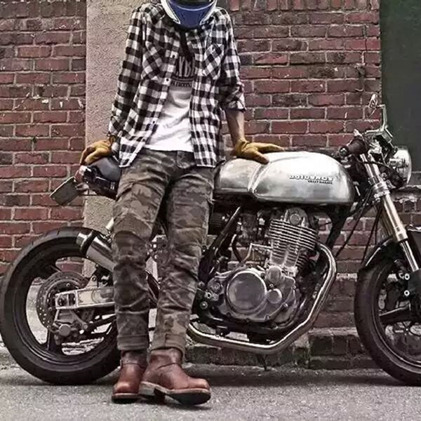 Original single export motorcycle riding jeans racing pants retro motorcycle camouflage pants windproof and drop knee pads off-road