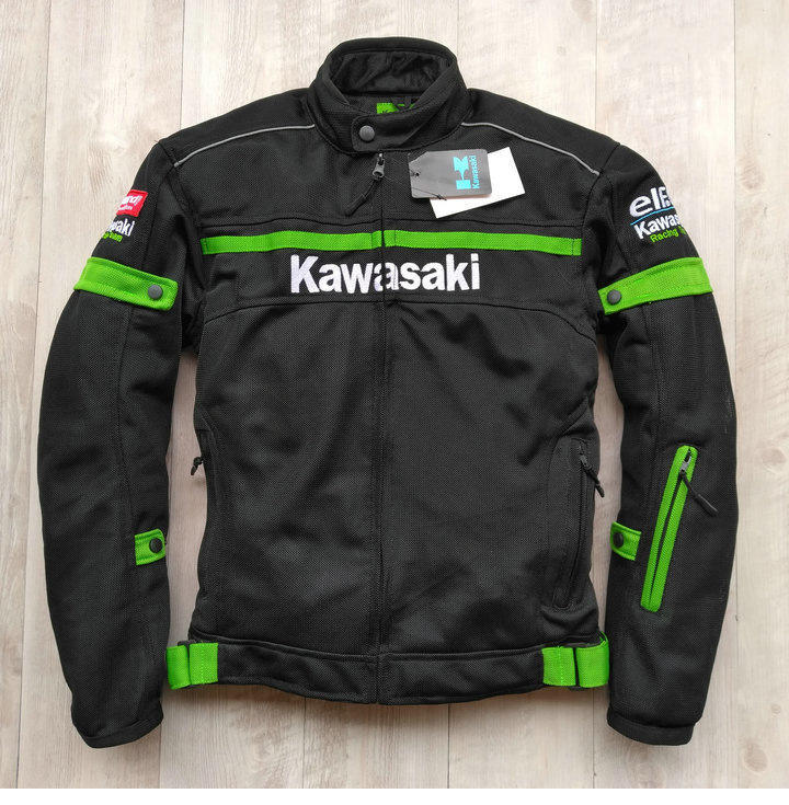 Foreign Trade Original Single Kawasaki Racing Suit Protective Gear Anti-Fall Motorcycle Cycling Jacket Kawasaki Mesh Breathable Jacket