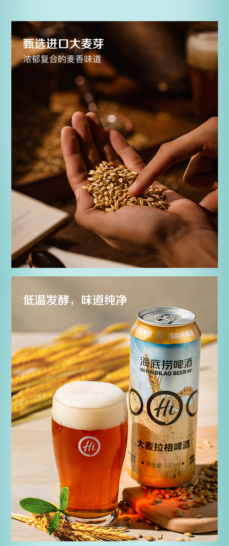 海底捞 大麦拉格 精酿啤酒 500ml*12罐 整箱装 图3