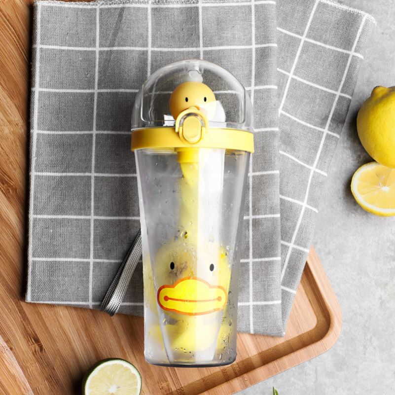 Shake-in-style Mesh Red Duck Cup Small Yellow Duck Mesh Red Duck Cup Straw Cup Stirring Cup Children Cute Portable