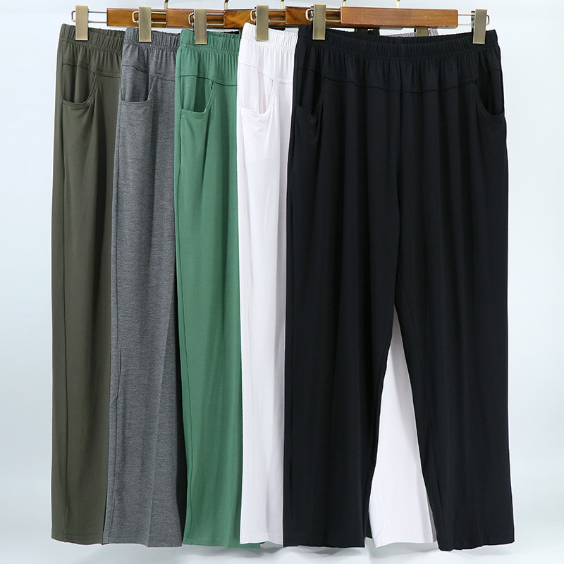 Women's thin outer wearing inner lap pants with pocket 200 catty and hypertrophy size 90% casual pants for older people high waist deep crotch