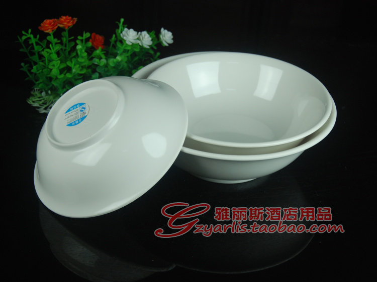 Imitation porcelain tableware reverse mouth bowl soup bowl noodle bowl melamine white rice bowl porridge powder bowl thickened 6 inches 7 8 9 inches