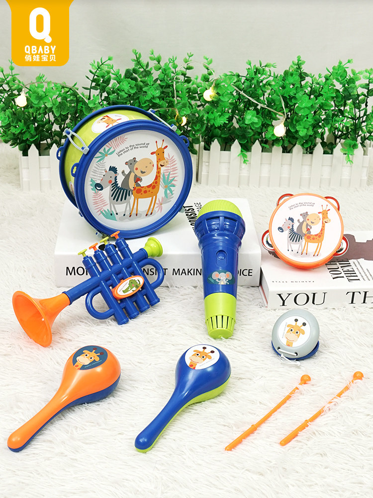 QIAOWAOLFMUSIC suit Small sand hammer kindergarten children tambourine percussion harmonica player Beat drum young teacher