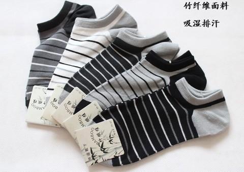 Vớ nam bằng sợi tre mới vớ nam vớ mỏng mỏng ẩm thấm hút bông kháng khuẩn cotton sọc mùa hè tất da nữ