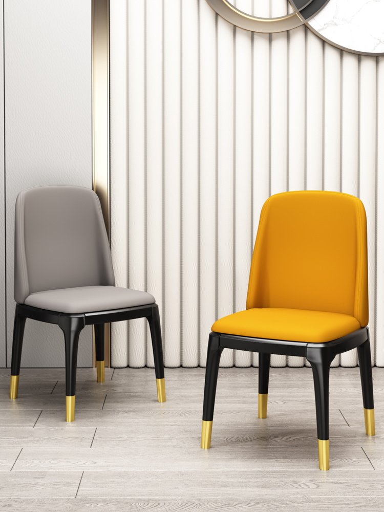 Nordic Ins Light Lavish Dining Chair Modern Minima Home Dining Room Chair Casual Creative Mesh Red Backrest Leather Stool