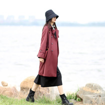 Autumn new windbreaker womens long English style Joker Korean loose coat womens autumn jacket minimalist windbreaker