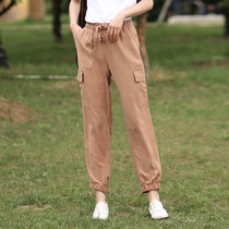 French overalls womens hanging pants womens casual pants slim Joker thin thin leg pants womens ankle-length pants summer