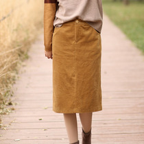 New straight corvette cordwidth skirt autumn and winter female middle - long fat female winter cordwidth one step skirt