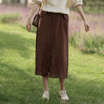 Straight skirt with pocket summer slim skirt non-span linen skirt half-length skirt summer 2020