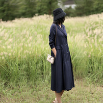 Long-sleeved tianse suit dress female summer spring and autumn thin fat early autumn womens a-shaped dress