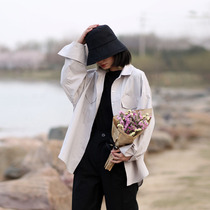 Pure cotton lazy shirt 2021 early spring wear retro Hong Kong flavor loose oversize shirt coat women Spring Summer